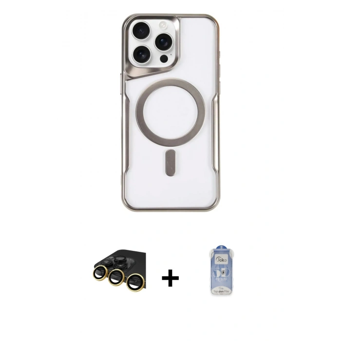MARSİLYAN™- iPhone 14 Pro Kılıf Yadigar Klasik Özel Seri - Siyah Joko Magic 5D Cam + Raze Metal Kamera Lens - GD