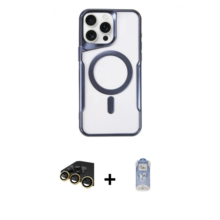 MARSİLYAN™- iPhone 14 Pro Kılıf Yadigar Klasik Özel Seri - Siyah Joko Magic 5D Cam + Raze Metal Kamera Lens - GD