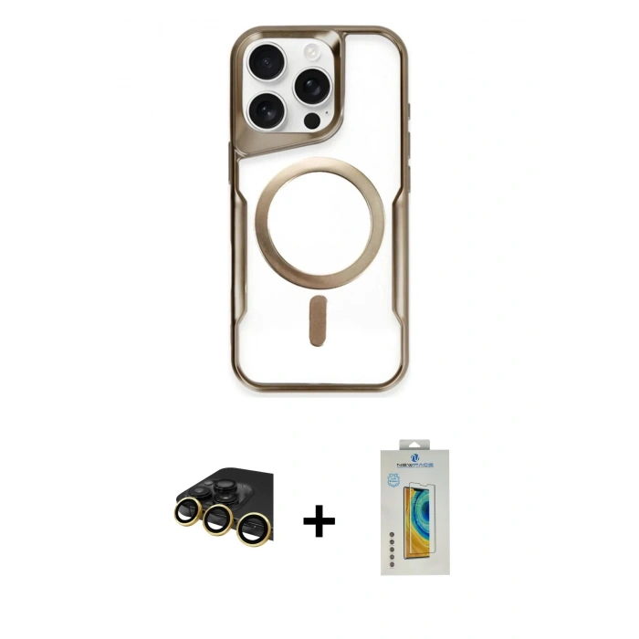 MARSİLYAN™- iPhone 14 Pro Kılıf Yadigar Klasik Özel Seri - Siyah Polymer Nano Ekran Koruyucu + Raze Metal Kamera Lens - GD