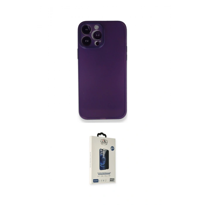 MARSİLYAN™- iPhone 14 Pro Kılıf Yadigar Yansıma Serisi - Siyah Bilvis Hayalet Cam Ekran Koruyucu
