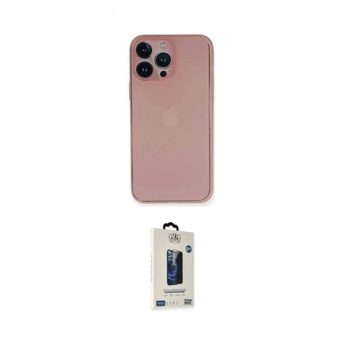 MARSİLYAN™- iPhone 14 Pro Kılıf Yadigar Yansıma Serisi - Siyah Bilvis Hayalet Cam Ekran Koruyucu