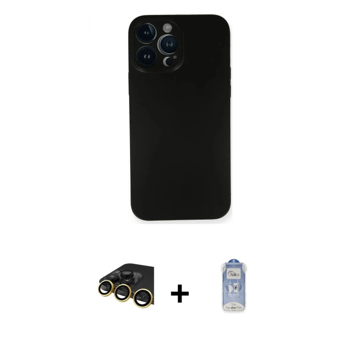 MARSİLYAN™- iPhone 14 Pro Kılıf Yadigar Yansıma Serisi - Siyah Joko Magic 5D Cam + Raze Metal Kamera Lens - GD