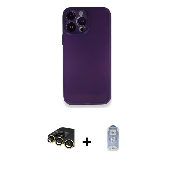 MARSİLYAN™- iPhone 14 Pro Kılıf Yadigar Yansıma Serisi - Siyah Joko Magic 5D Cam + Raze Metal Kamera Lens - GD