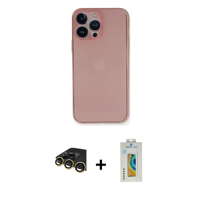 MARSİLYAN™- iPhone 14 Pro Kılıf Yadigar Yansıma Serisi - Siyah Polymer Nano Ekran Koruyucu + Raze Metal Kamera Lens - GD