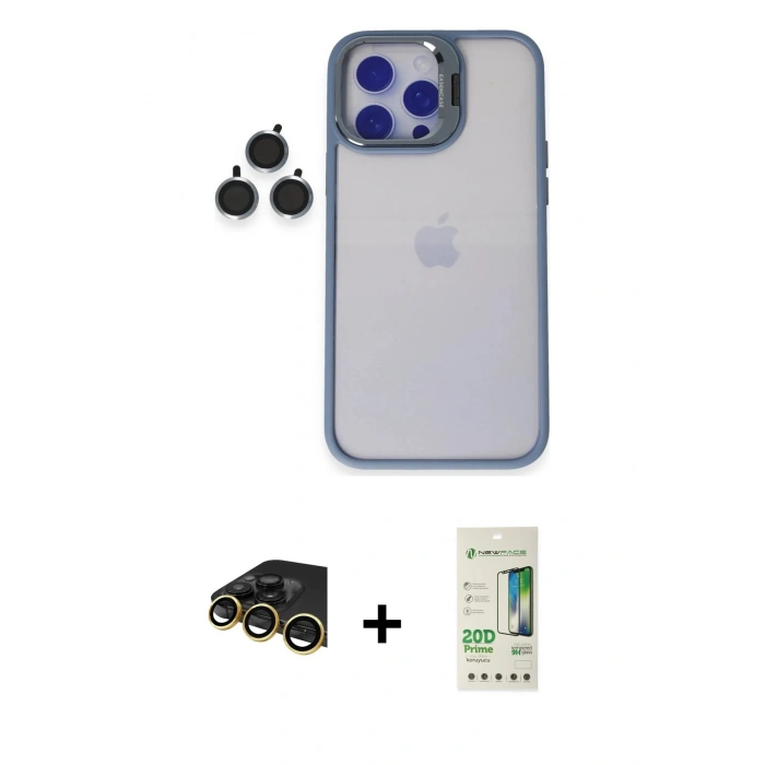 MARSİLYAN™- iPhone 14 Pro Kılıf Yankı Asil Serisi - Siyah 20D Premium Cam Ekran Koruyucu + Raze Metal Kamera Lens - GD