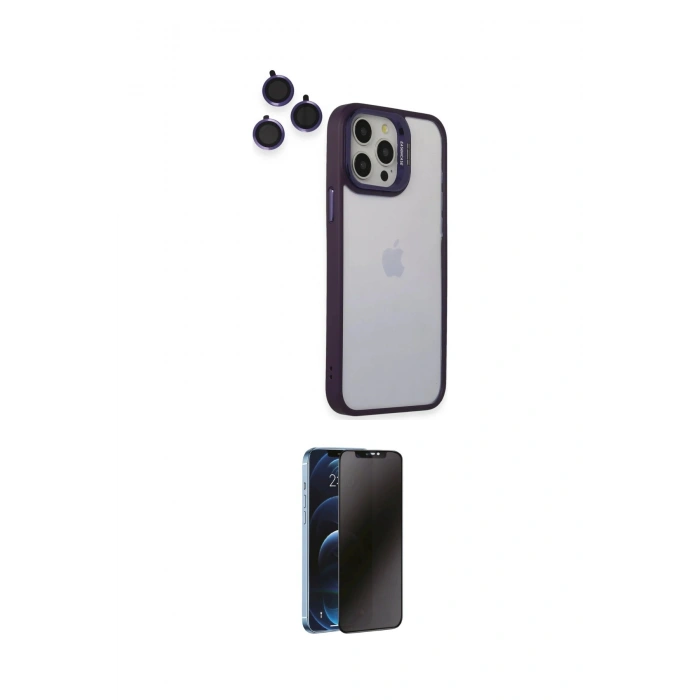 MARSİLYAN™- iPhone 14 Pro Kılıf Yankı Asil Serisi - Siyah 3D Antistatik Hayalet Cam Ekran Koruyucu