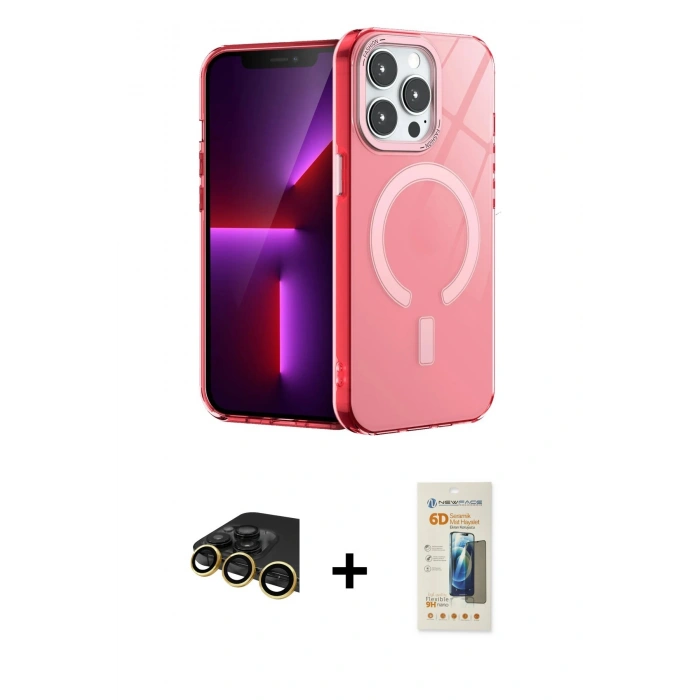 MARSİLYAN™- iPhone 14 Pro Kılıf Yankı Çizgi - Siyah 6D Mat Seramik Hayalet Nano Ekran Koruyucu + Raze Metal Kamera Lens - GD
