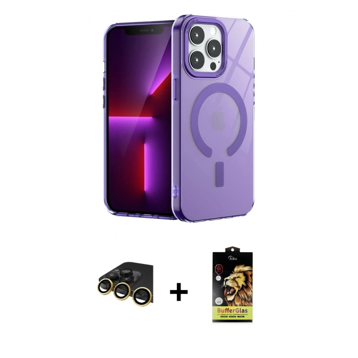 MARSİLYAN™- iPhone 14 Pro Kılıf Yankı Çizgi - Siyah Buffer Cam Ekran Koruyucu + Raze Metal Kamera Lens - GD