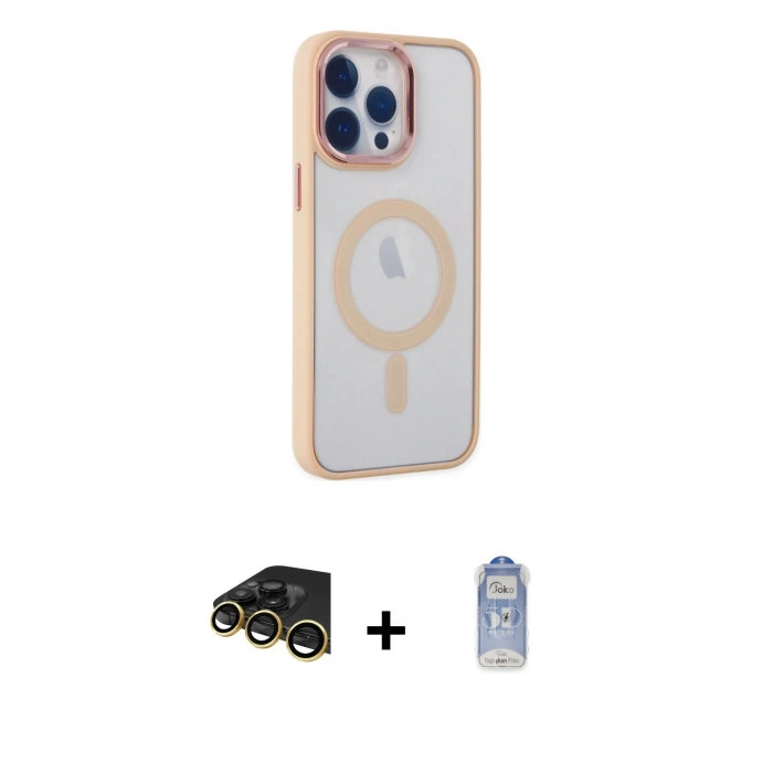 MARSİLYAN™- iPhone 14 Pro Kılıf Yankı Işık Özel Seri - Siyah Joko Magic 5D Cam + Raze Metal Kamera Lens - GD