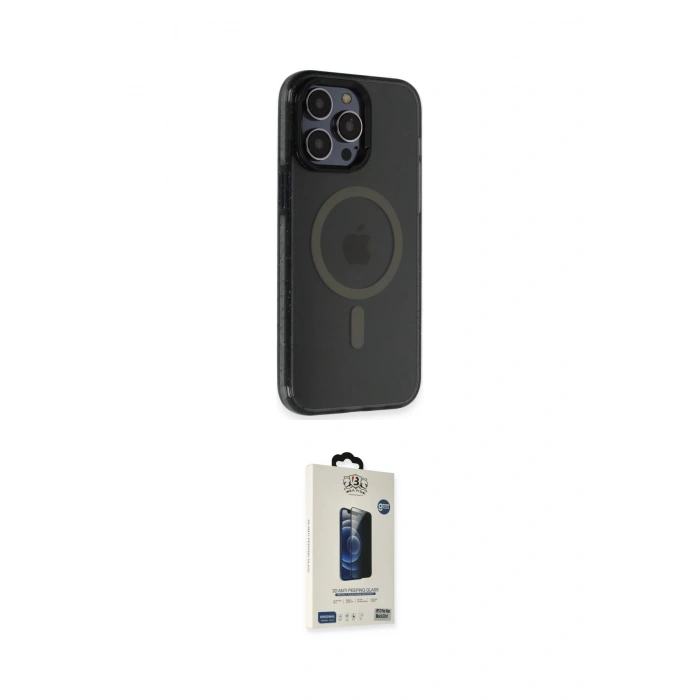 MARSİLYAN™- iPhone 14 Pro Kılıf Yankı Işık Prime - Siyah Bilvis Hayalet Cam Ekran Koruyucu