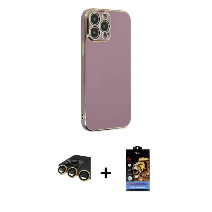 MARSİLYAN™- iPhone 14 Pro Kılıf Yankı Serisi - Siyah Buffer Hayalet Cam Ekran Koruyucu + Raze Metal Kamera Lens - GD