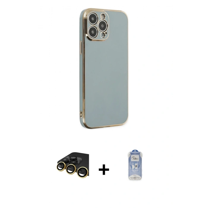 MARSİLYAN™- iPhone 14 Pro Kılıf Yankı Serisi - Siyah Joko Magic 5D Cam + Raze Metal Kamera Lens - GD