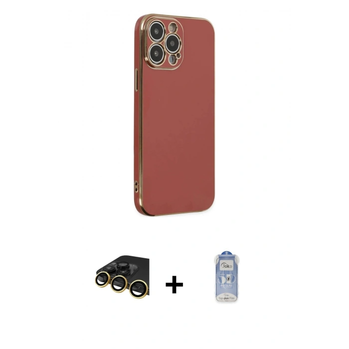 MARSİLYAN™- iPhone 14 Pro Kılıf Yankı Serisi - Siyah Joko Magic 5D Cam + Raze Metal Kamera Lens - GD