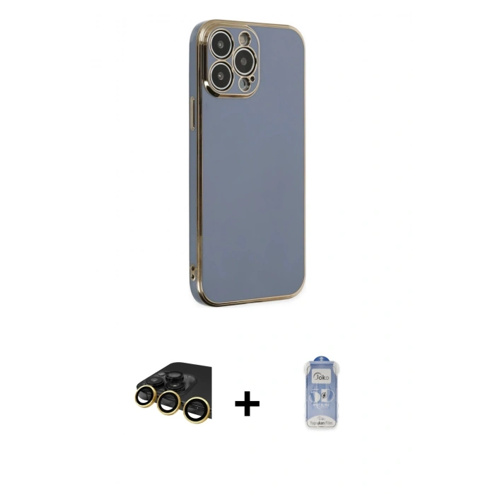 MARSİLYAN™- iPhone 14 Pro Kılıf Yankı Serisi - Siyah Joko Magic 5D Cam + Raze Metal Kamera Lens - GD