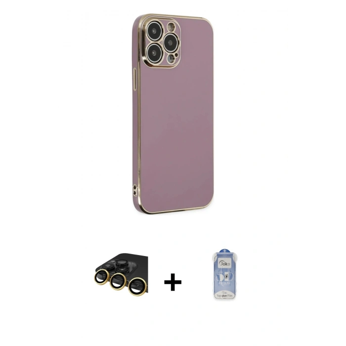 MARSİLYAN™- iPhone 14 Pro Kılıf Yankı Serisi - Siyah Joko Magic 5D Cam + Raze Metal Kamera Lens - GD