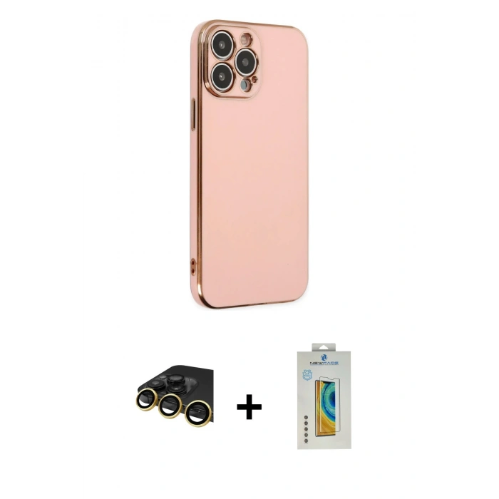 MARSİLYAN™- iPhone 14 Pro Kılıf Yankı Serisi - Siyah Polymer Nano Ekran Koruyucu + Raze Metal Kamera Lens - GD