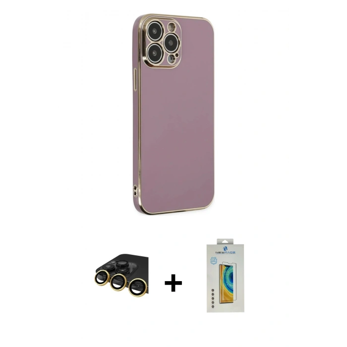 MARSİLYAN™- iPhone 14 Pro Kılıf Yankı Serisi - Siyah Polymer Nano Ekran Koruyucu + Raze Metal Kamera Lens - GD