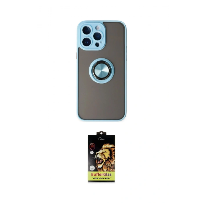 MARSİLYAN™- iPhone 14 Pro Kılıf Yörünge Çizgi - Siyah Buffer Cam Ekran Koruyucu