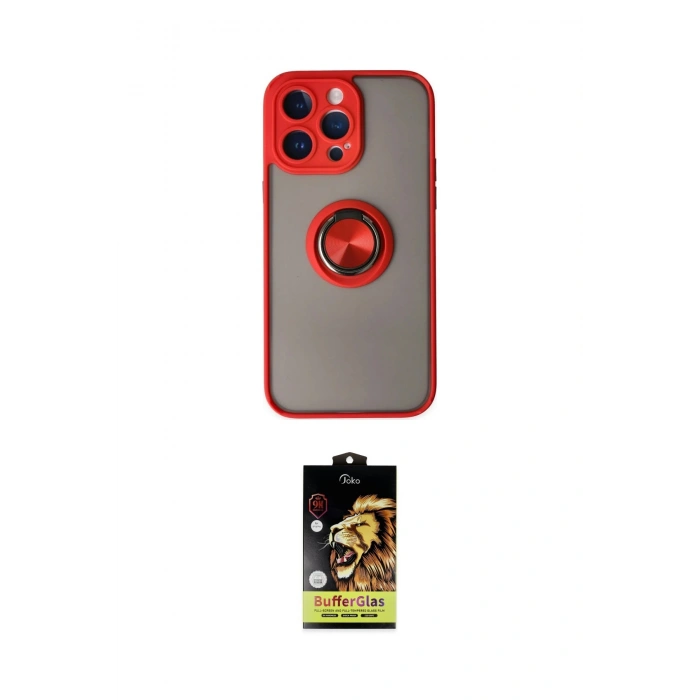 MARSİLYAN™- iPhone 14 Pro Kılıf Yörünge Çizgi - Siyah Buffer Cam Ekran Koruyucu