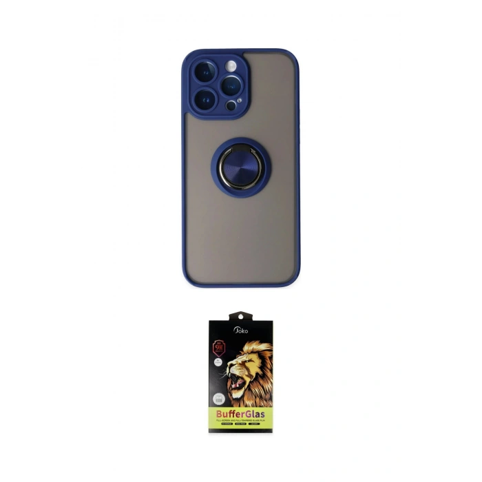 MARSİLYAN™- iPhone 14 Pro Kılıf Yörünge Çizgi - Siyah Buffer Cam Ekran Koruyucu