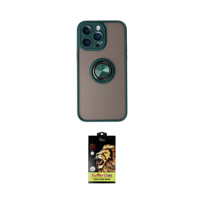 MARSİLYAN™- iPhone 14 Pro Kılıf Yörünge Çizgi - Siyah Buffer Cam Ekran Koruyucu