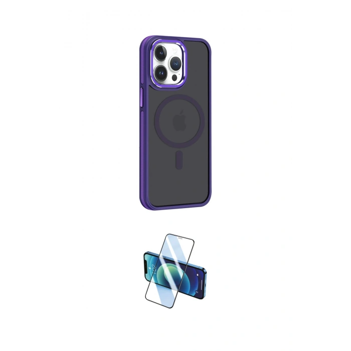 MARSİLYAN™- iPhone 14 Pro Kılıf Yörünge Klasik - Siyah 3D Antistatik Cam Ekran Koruyucu