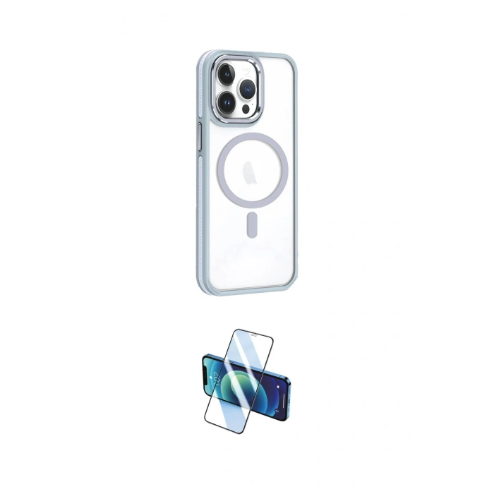 MARSİLYAN™- iPhone 14 Pro Kılıf Yörünge Klasik - Siyah 3D Antistatik Cam Ekran Koruyucu