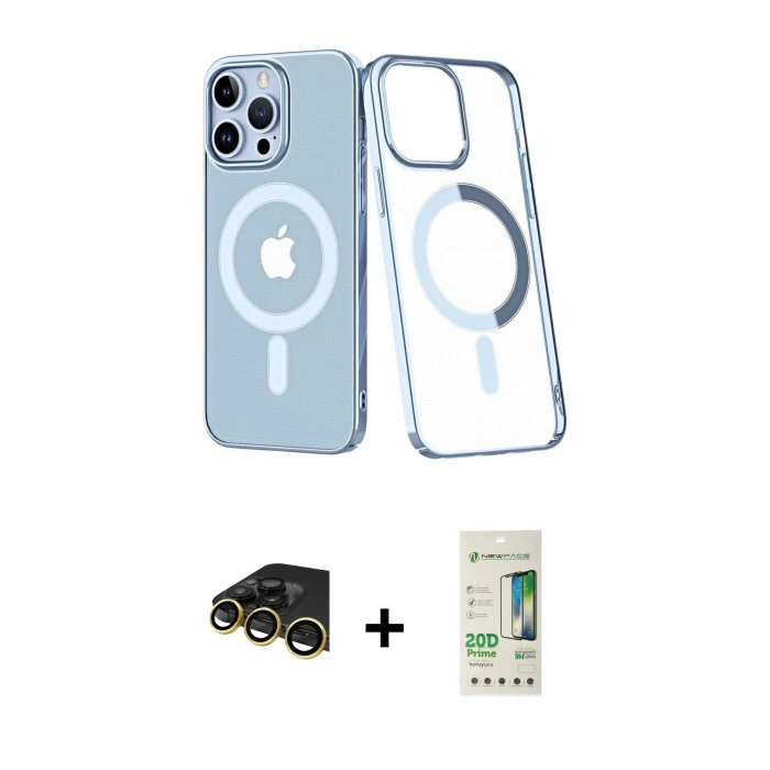 MARSİLYAN™- iPhone 14 Pro Kılıf Yörünge Minimal - Siyah 20D Premium Cam Ekran Koruyucu + Raze Metal Kamera Lens - GD