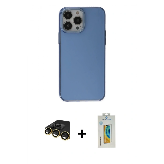 MARSİLYAN™- iPhone 14 Pro Kılıf Zirve Doku Koleksiyonu - Siyah Polymer Nano Ekran Koruyucu + Raze Metal Kamera Lens - GD
