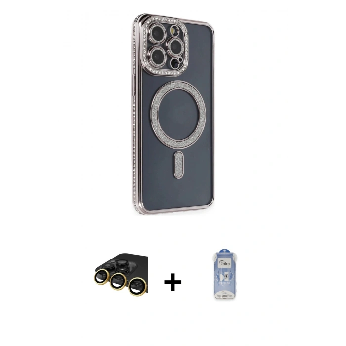 MARSİLYAN™- iPhone 14 Pro Kılıf Zirve Doku Prime - Siyah Joko Magic 5D Cam + Raze Metal Kamera Lens - GD