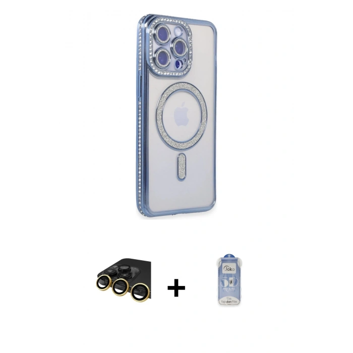 MARSİLYAN™- iPhone 14 Pro Kılıf Zirve Doku Prime - Siyah Joko Magic 5D Cam + Raze Metal Kamera Lens - GD