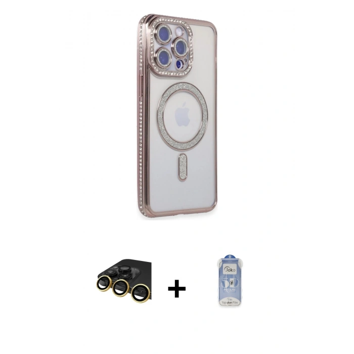 MARSİLYAN™- iPhone 14 Pro Kılıf Zirve Doku Prime - Siyah Joko Magic 5D Cam + Raze Metal Kamera Lens - GD