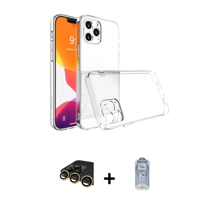 MARSİLYAN™- iPhone 14 Pro Kılıf Zirve Doku - Siyah Joko Magic 5D Cam + Raze Metal Kamera Lens - GD