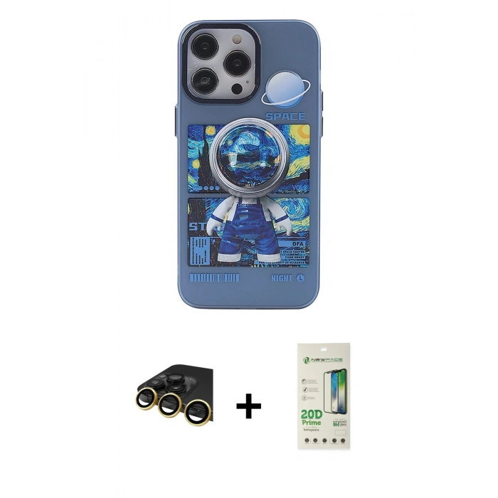 MARSİLYAN™- iPhone 14 Pro Kılıf Zirve Form Özel Seri - Siyah 20D Premium Cam Ekran Koruyucu + Raze Metal Kamera Lens - GD