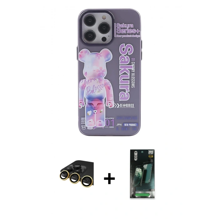 MARSİLYAN™- iPhone 14 Pro Kılıf Zirve Form Özel Seri - Siyah 360 Mat Full Body Arka Koruyucu + Raze Metal Kamera Lens - GD