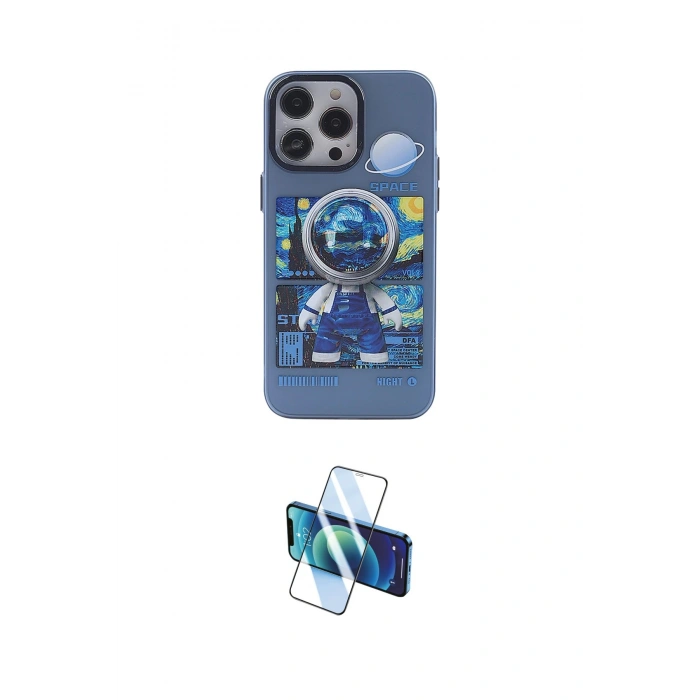 MARSİLYAN™- iPhone 14 Pro Kılıf Zirve Form Özel Seri - Siyah 3D Antistatik Cam Ekran Koruyucu