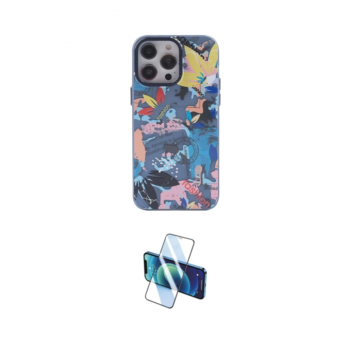 MARSİLYAN™- iPhone 14 Pro Kılıf Zirve Form Özel Seri - Siyah 3D Antistatik Cam Ekran Koruyucu