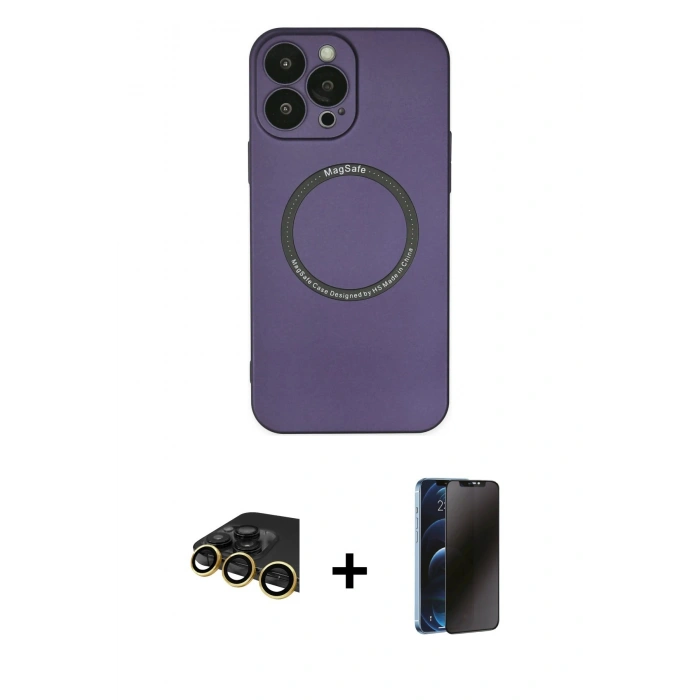 MARSİLYAN™- iPhone 14 Pro Kılıf Zirve Klasik Prime - Siyah 3D Antistatik Hayalet Cam Ekran Koruyucu + Raze Metal Kamera Lens - GD