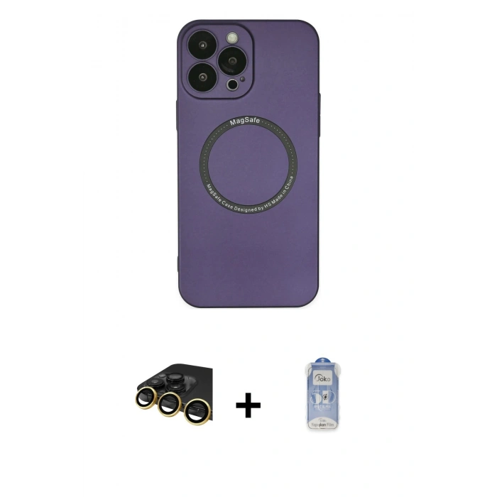 MARSİLYAN™- iPhone 14 Pro Kılıf Zirve Klasik Prime - Siyah Joko Magic 5D Cam + Raze Metal Kamera Lens - GD