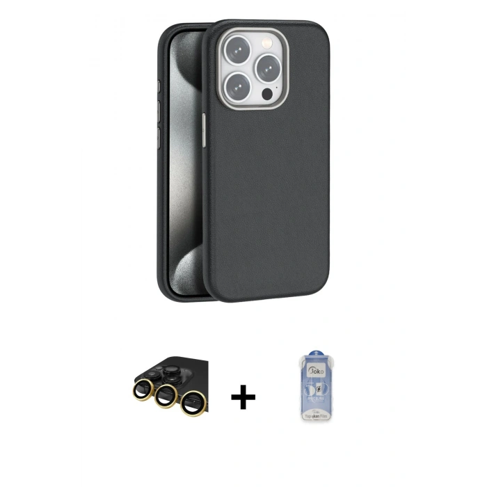 MARSİLYAN™- iPhone 14 Pro Kılıf Zirve Modern Prime - Siyah Joko Magic 5D Cam + Raze Metal Kamera Lens - GD