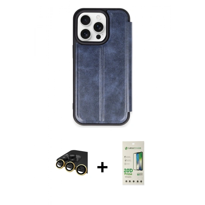 MARSİLYAN™- iPhone 14 Pro Kılıf Zirve Yansıma Serisi - Siyah 20D Premium Cam Ekran Koruyucu + Raze Metal Kamera Lens - GD