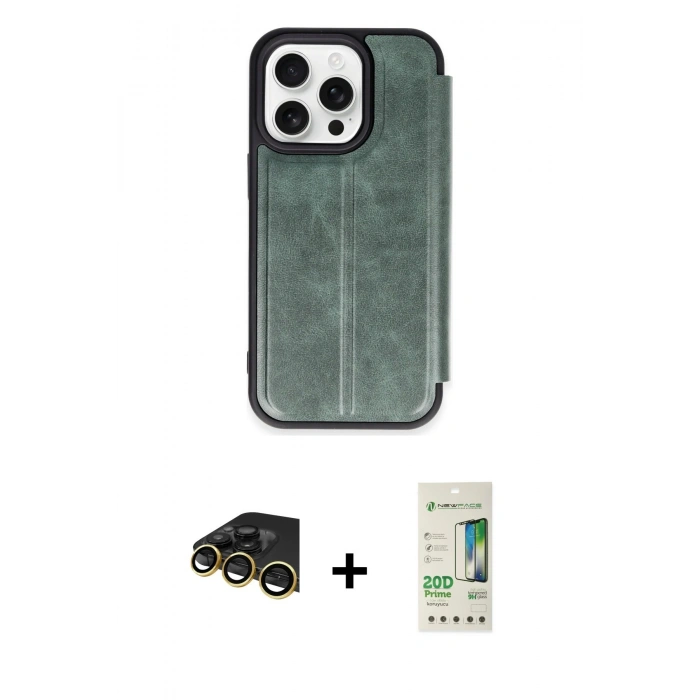 MARSİLYAN™- iPhone 14 Pro Kılıf Zirve Yansıma Serisi - Siyah 20D Premium Cam Ekran Koruyucu + Raze Metal Kamera Lens - GD