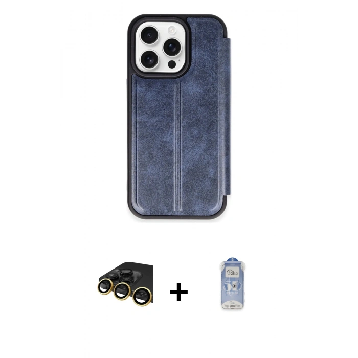 MARSİLYAN™- iPhone 14 Pro Kılıf Zirve Yansıma Serisi - Siyah Joko Magic 5D Cam + Raze Metal Kamera Lens - GD