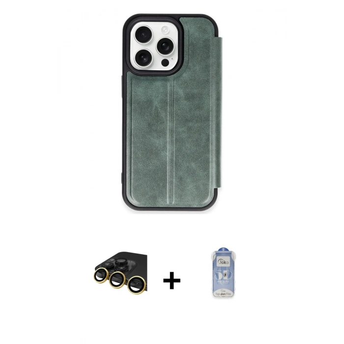 MARSİLYAN™- iPhone 14 Pro Kılıf Zirve Yansıma Serisi - Siyah Joko Magic 5D Cam + Raze Metal Kamera Lens - GD