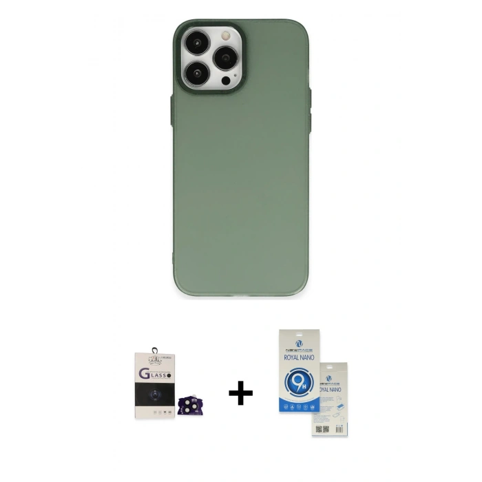 MARSİLYAN™- iPhone 14 Pro Max Kılıf Ahenk Çizgi Prime - Şeffaf Royal Nano Ekran Koruyucu + Bilvis Titan Kamera Lens - SH