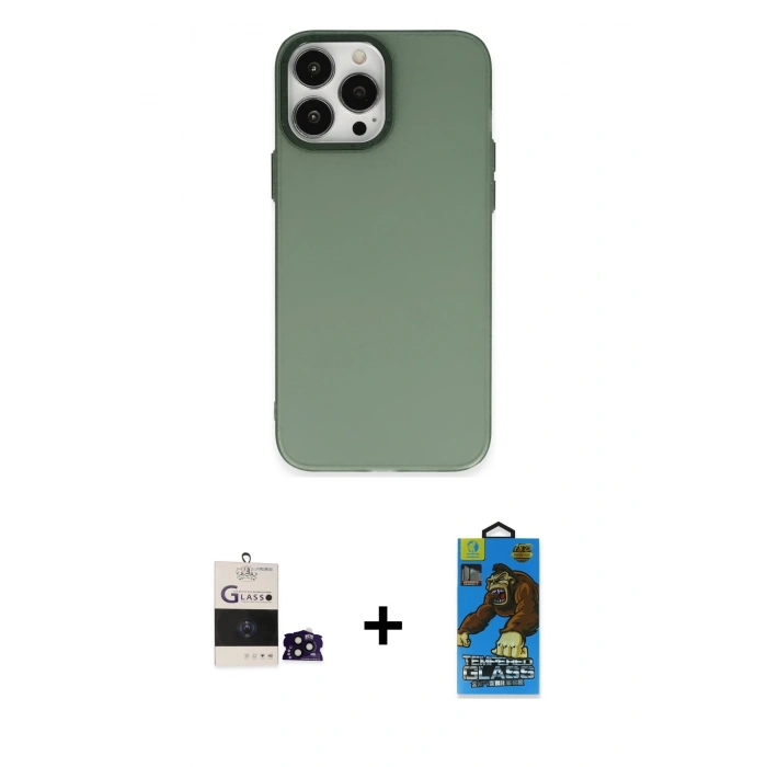 MARSİLYAN™- iPhone 14 Pro Max Kılıf Ahenk Çizgi Prime - Siyah 18D Cam Ekran Koruyucu + Bilvis Titan Kamera Lens - SH