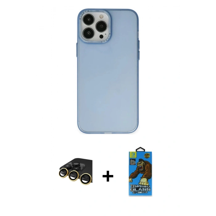 MARSİLYAN™- iPhone 14 Pro Max Kılıf Ahenk Çizgi Prime - Siyah 18D Cam Ekran Koruyucu + Raze Metal Kamera Lens - GD