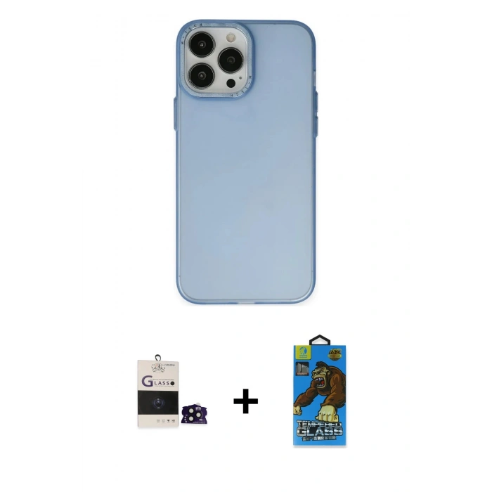 MARSİLYAN™- iPhone 14 Pro Max Kılıf Ahenk Çizgi Prime - Siyah 18D Cam Ekran Koruyucu + Bilvis Titan Kamera Lens - SH