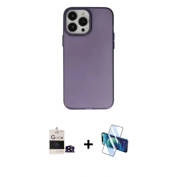 MARSİLYAN™- iPhone 14 Pro Max Kılıf Ahenk Çizgi Prime - Siyah 3D Antistatik Cam Ekran Koruyucu + Bilvis Titan Kamera Lens - SH