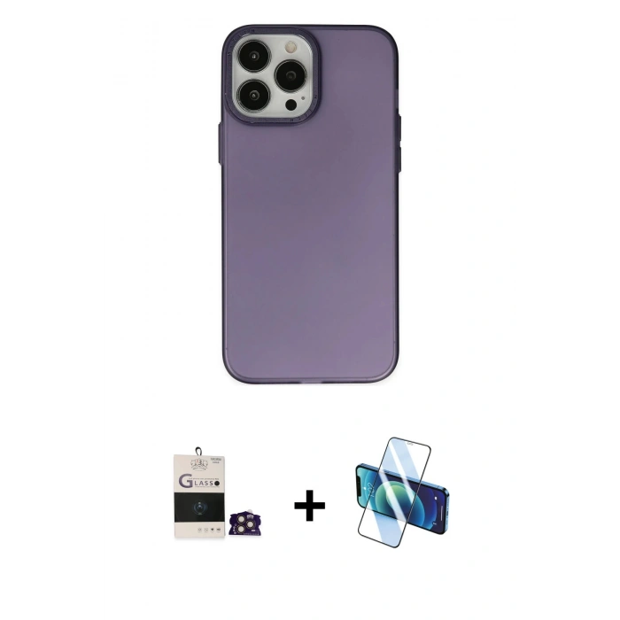 MARSİLYAN™- iPhone 14 Pro Max Kılıf Ahenk Çizgi Prime - Siyah 3D Antistatik Cam Ekran Koruyucu + Bilvis Titan Kamera Lens - GD